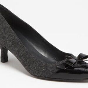 Stuart Weitzman Pointy Toe Gray Flannel kitten heels